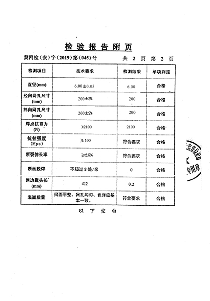 检验报告附页